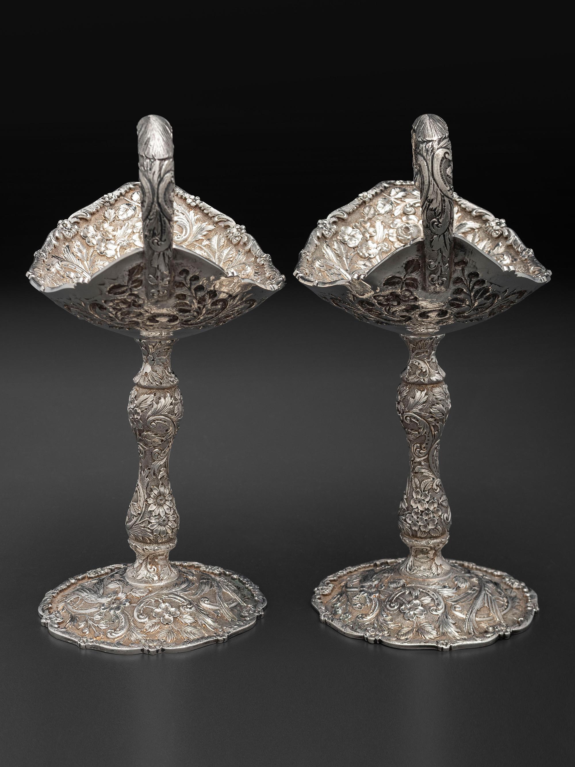 A Pair of American Repousse Silver Tazze