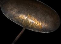 A Chinese Parcel-Gilt Silver 'Peony' Ladle, Liao Dynasty 遼 銀局部鎏金牡丹紋長勺