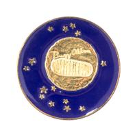 A 14 Karat Yellow Gold & Blue Enamel Miniature Reproduction of Buzz Aldrin's Footprint Brooch, Tiffany & Co., 10.20 dwts.