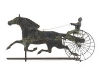 A Molded Copper and Cast Zinc Horse and Sulky