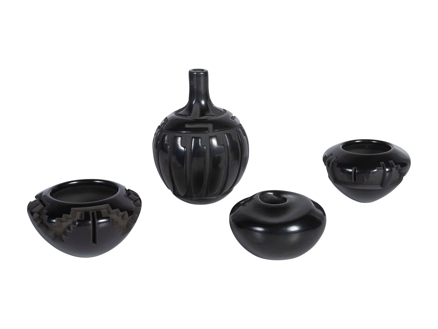 Santa Clara Miniature Blackware Pottery Jars
