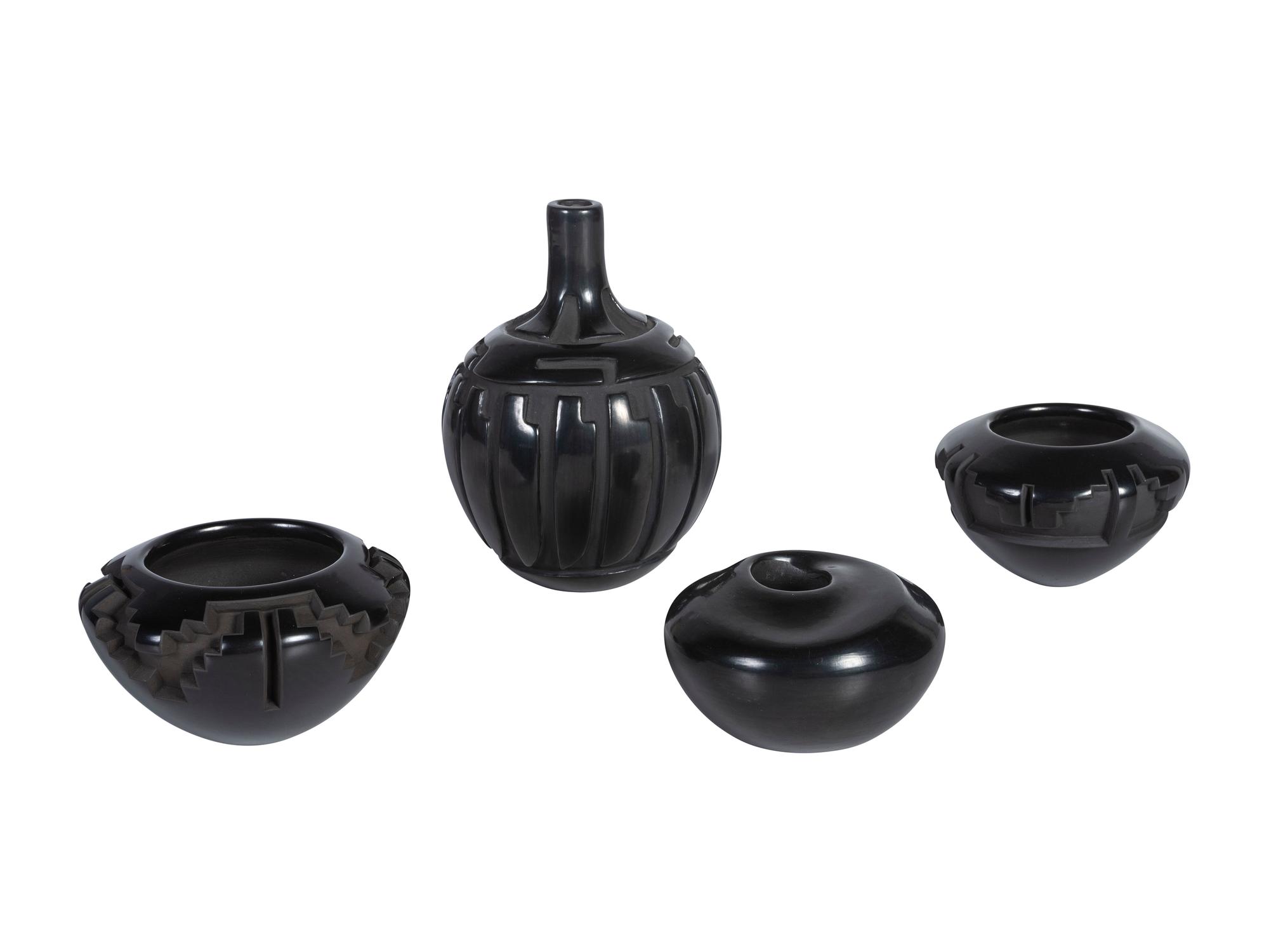Santa Clara Miniature Blackware Pottery Jars