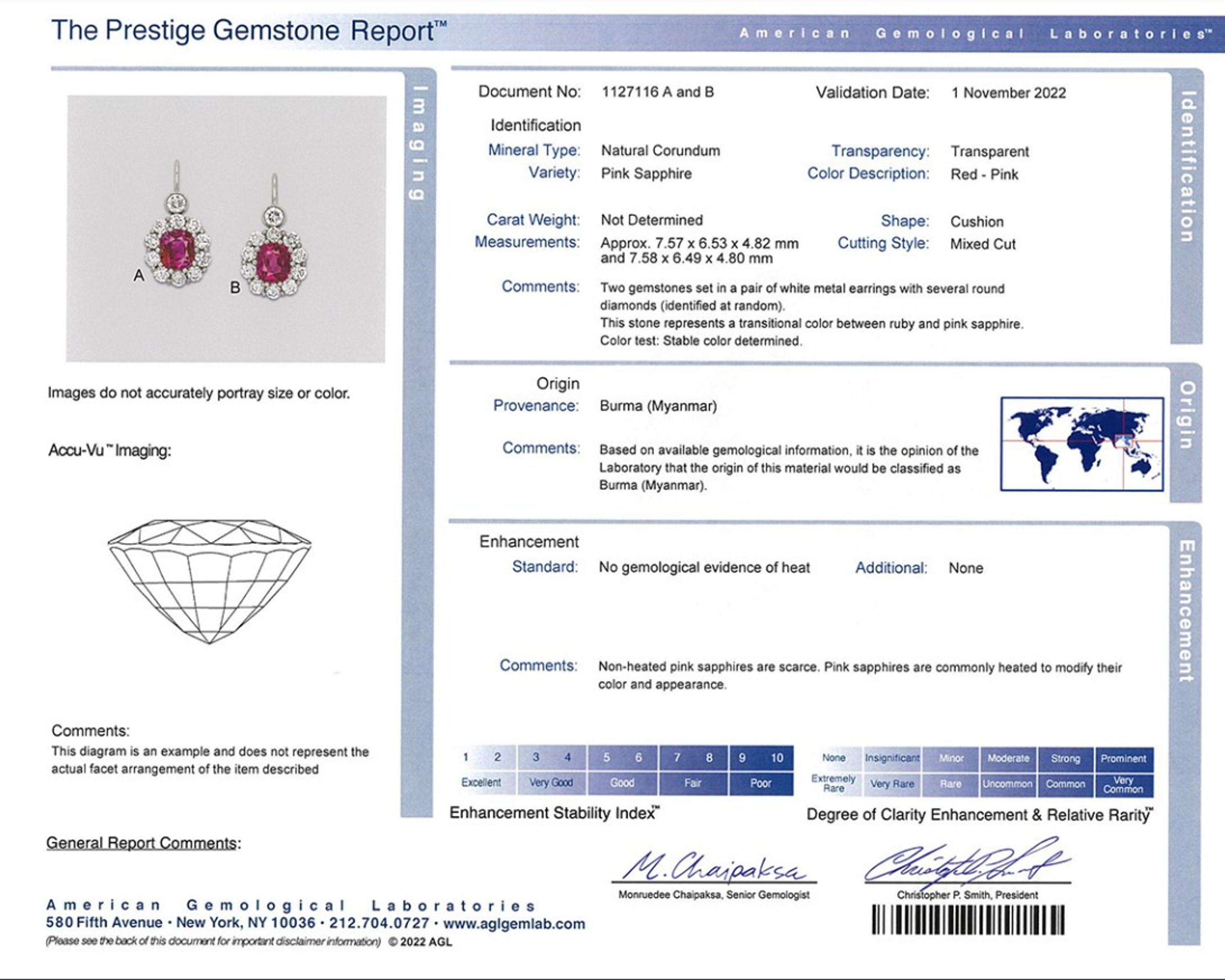 PINK SAPPHIRE AND DIAMOND EARRINGS