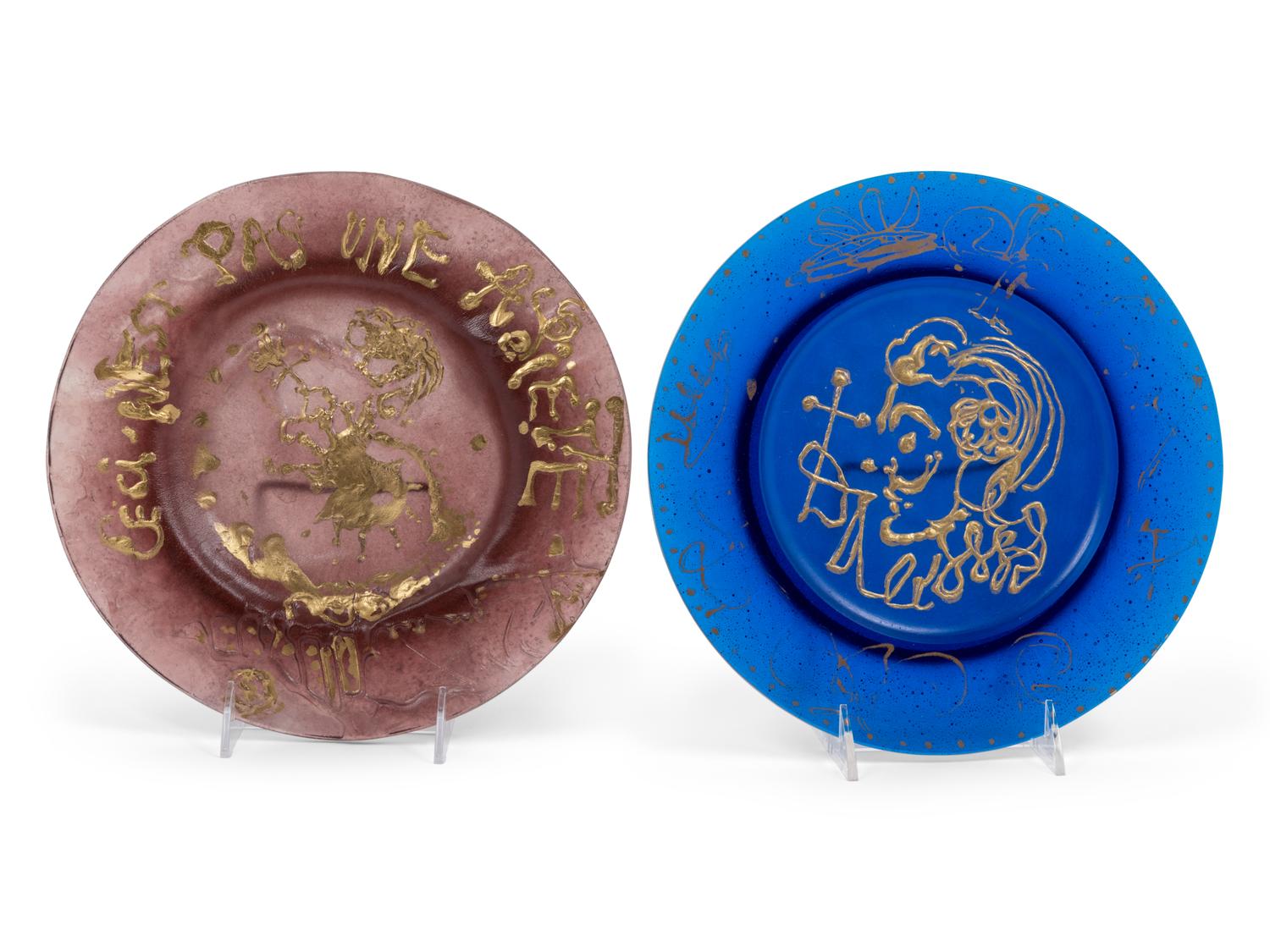 Two Salvador Dali Pâte de Verre Plates by Daum
