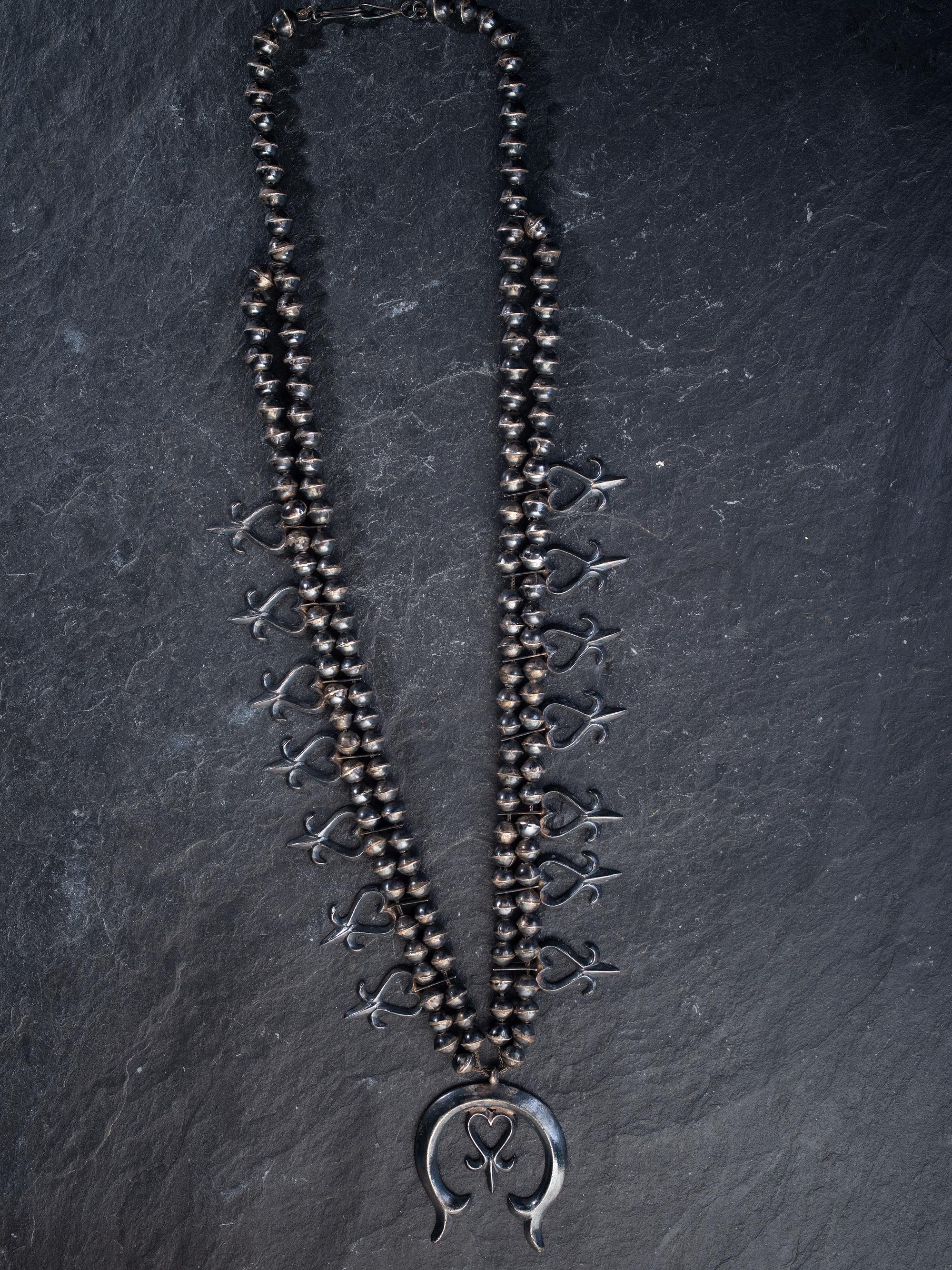 Navajo Silver Squash Blossom Necklace