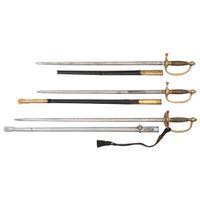 Three US Model 1840 Swords - 2 Musician and 1 NCO