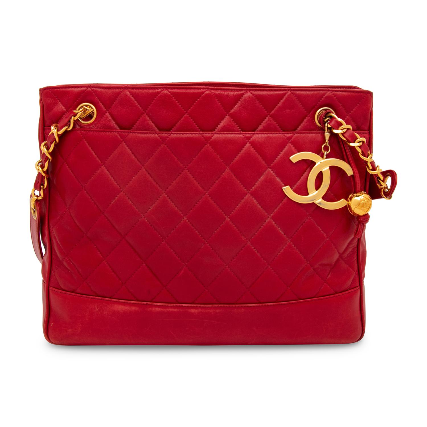 Chanel, CC Charm Red Shoulder Tote