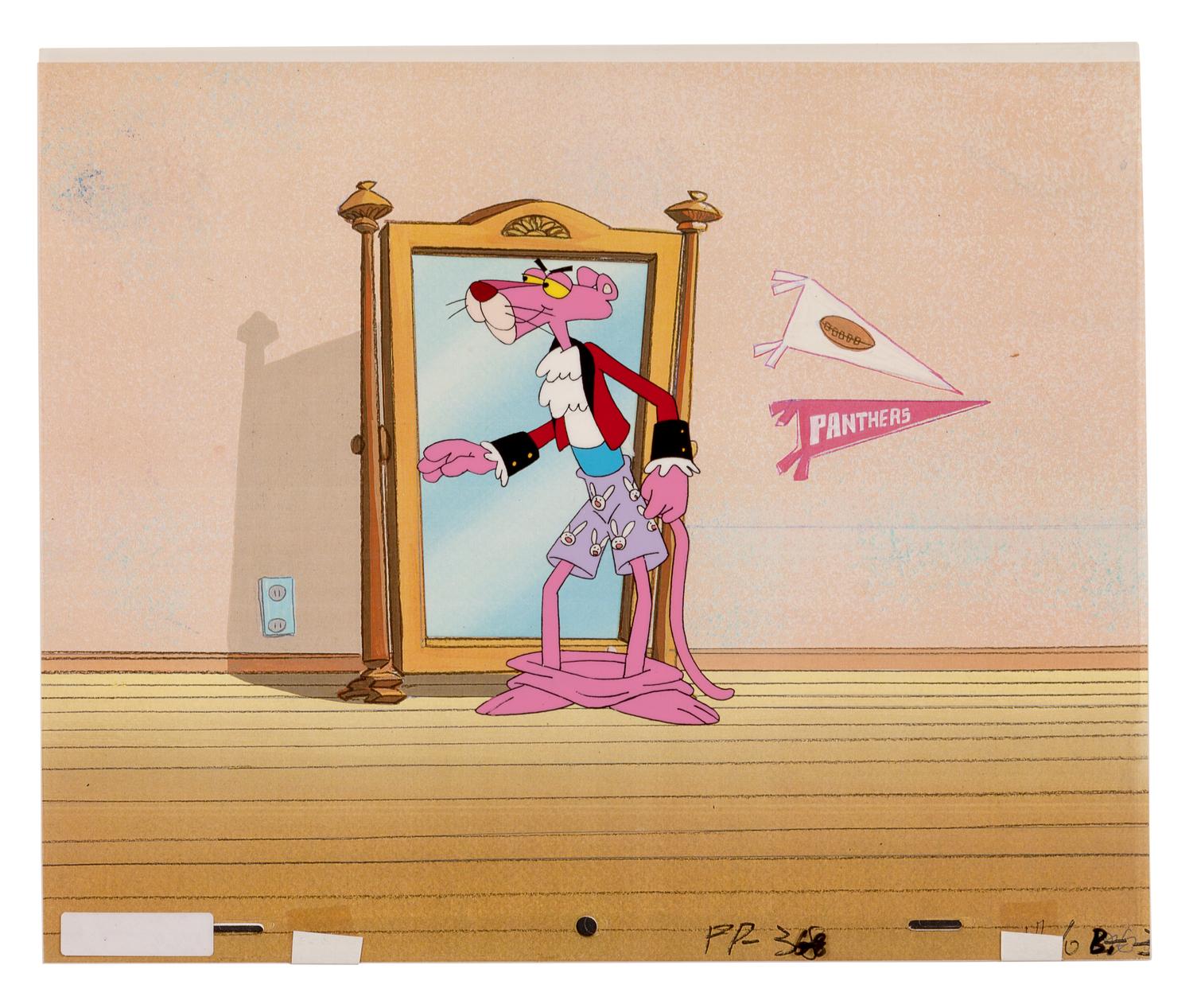 Pink Panther. Pink Panther in front of a mirror, ca 1990s.
