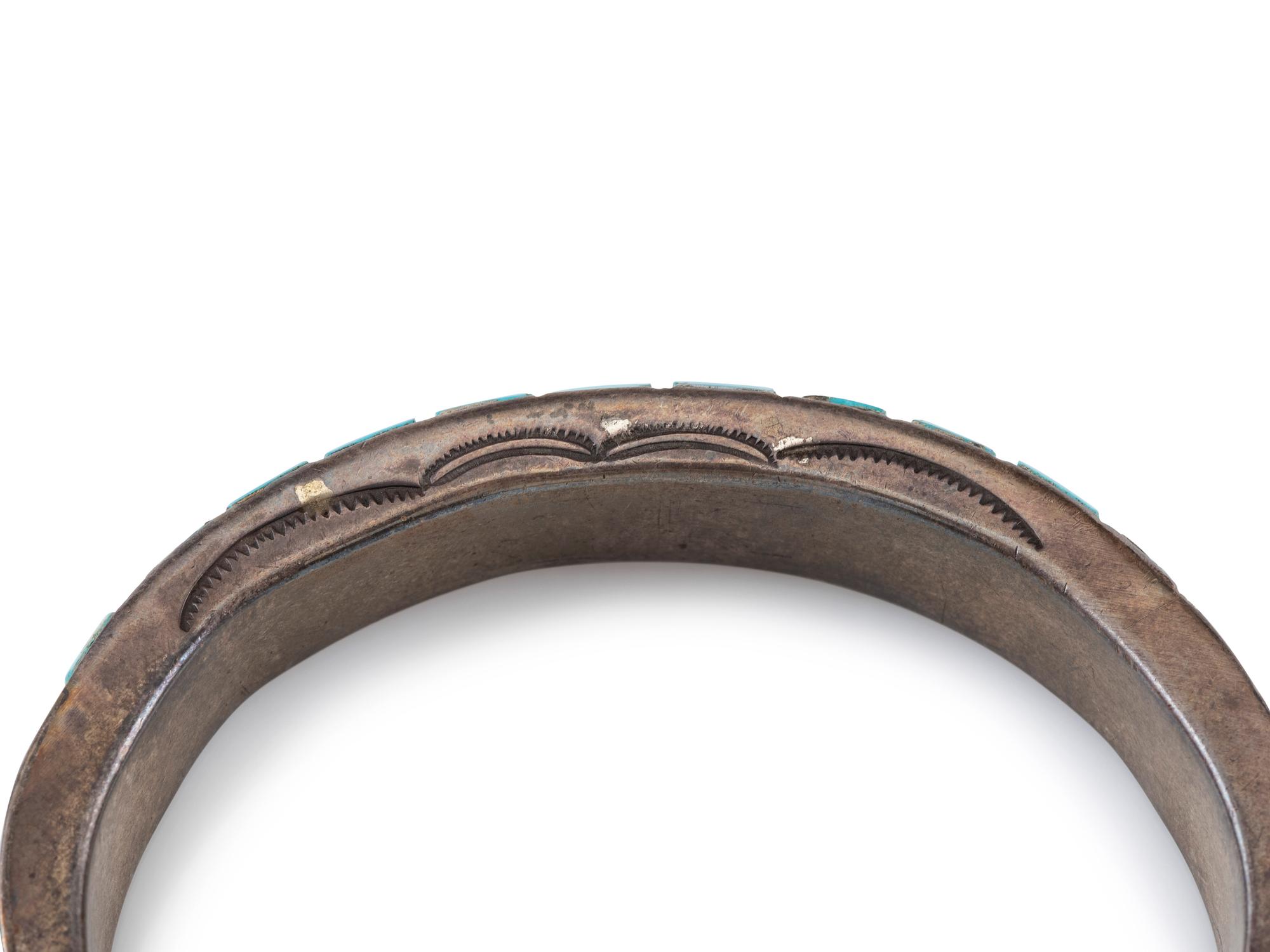Navajo Silver and Turquoise Chanel Inlay Cuff Bracelet