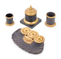 An Assembled Four-Piece Gilt Bronze Mounted Basalt Desk Set