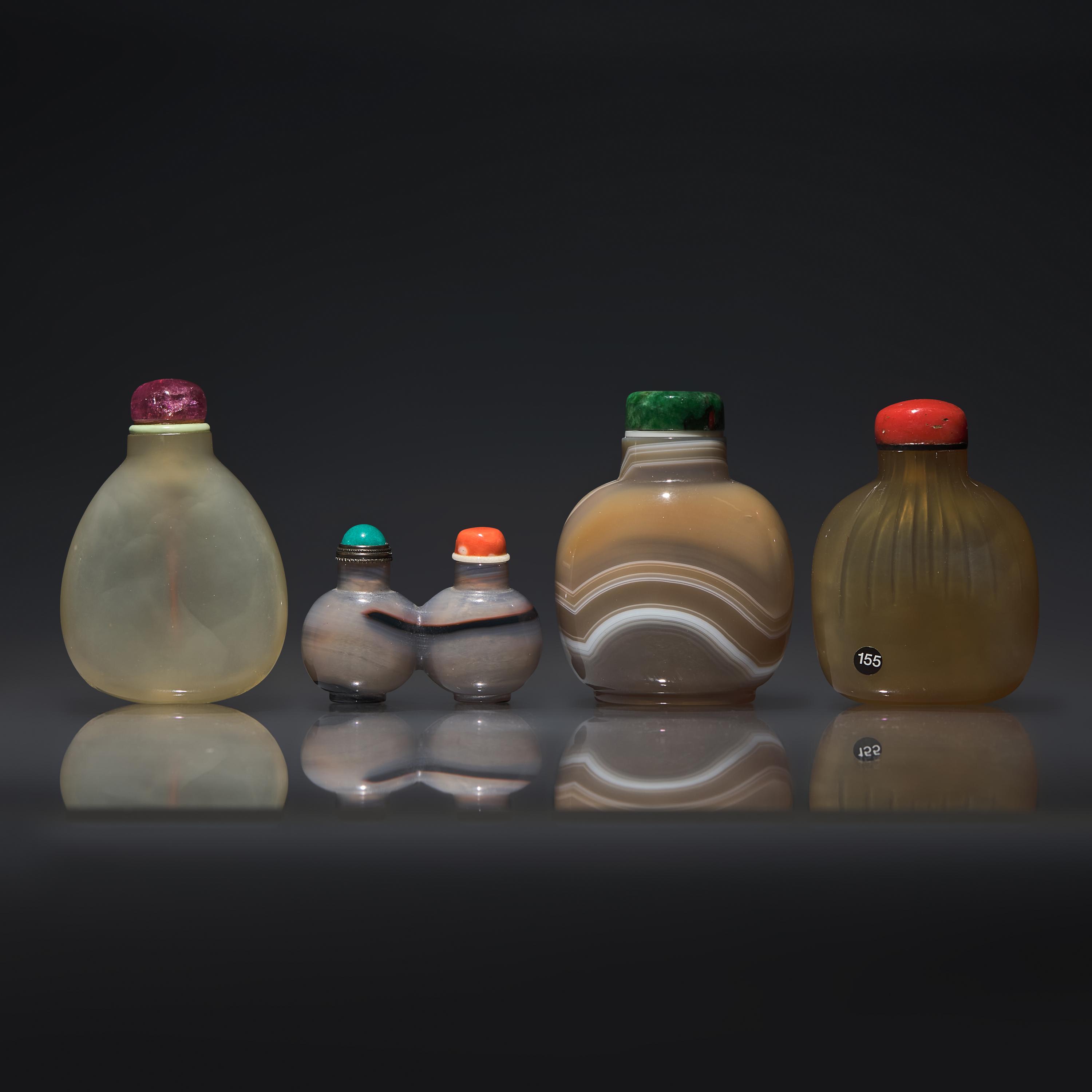 Four Chinese Agate Snuff Bottles, 18th Century and Later