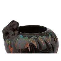 Blackware Pottery Jar, with Polychrome Sgraffito Decorations