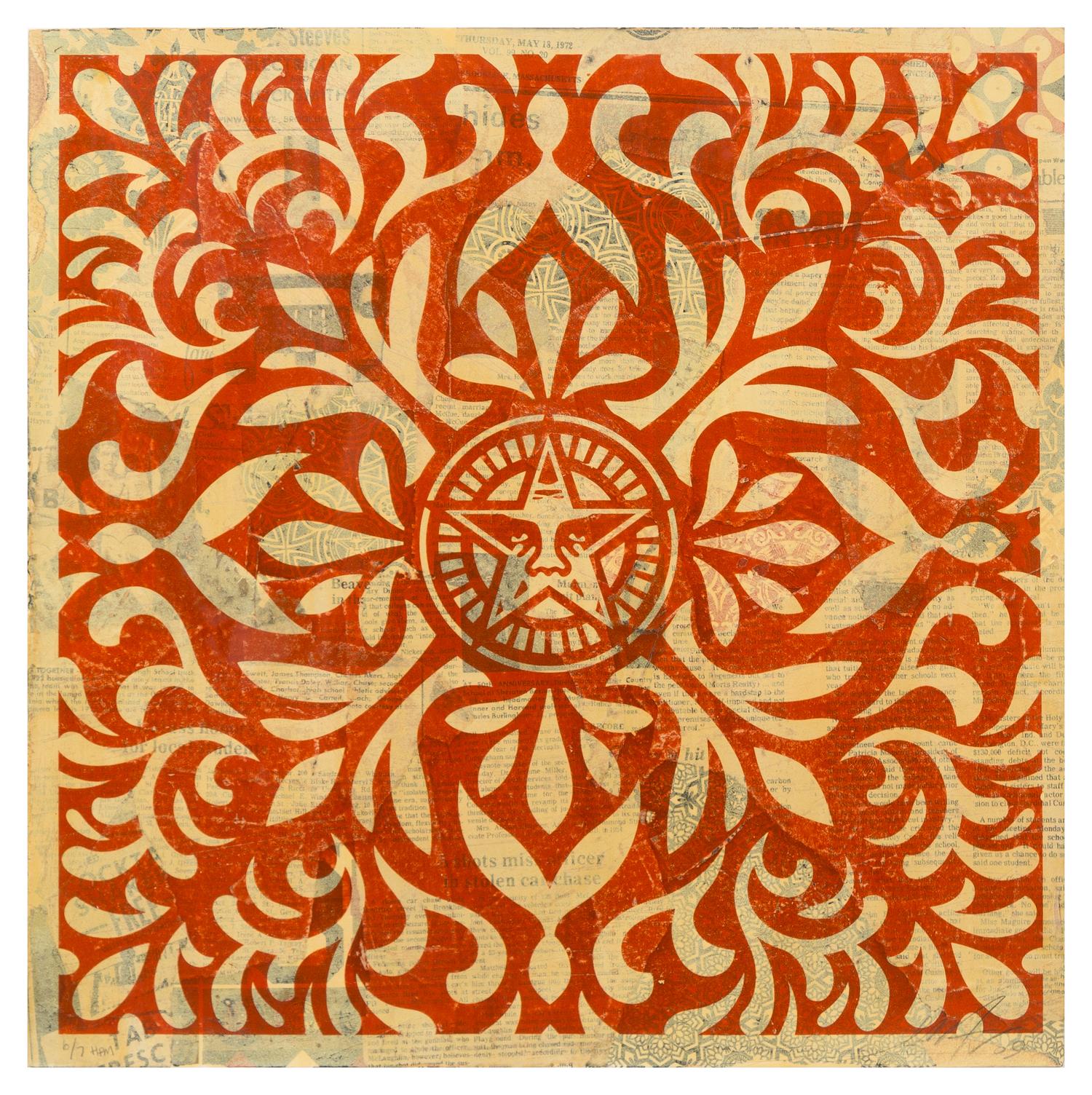 Shepard Fairey, (American, b. 1970), Japanese Star HPM Collage (Red), 2010