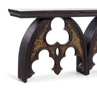 A Parcel Gilt Cast Metal "Gothic" Console Table