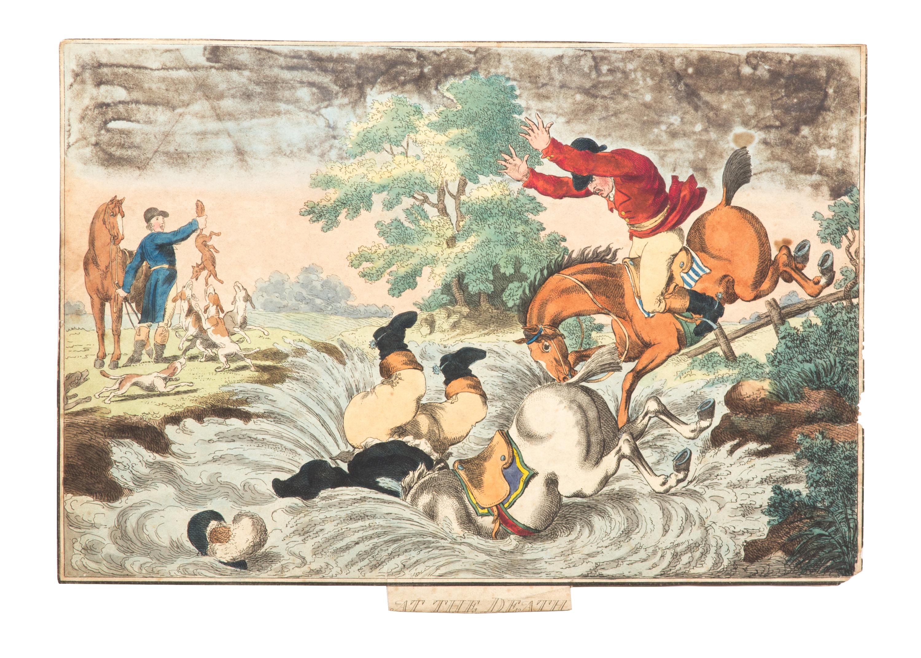 Thomas ROWLANDSON, after Image 8 1/2 x 12 3/4 inches. — In Full Cry- Throwing Off - At the Death