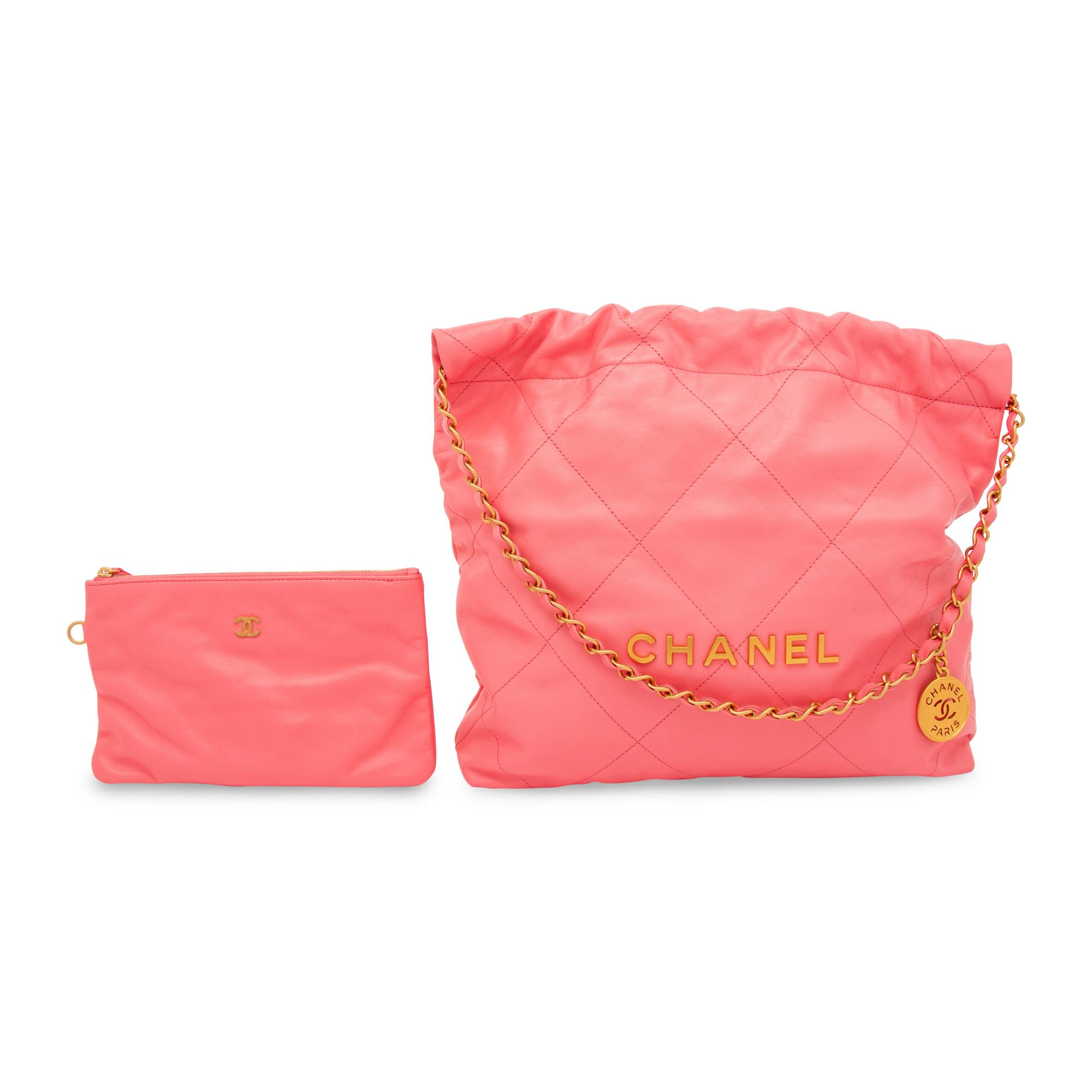 CHANEL, PINK LEATHER 22 TOTE