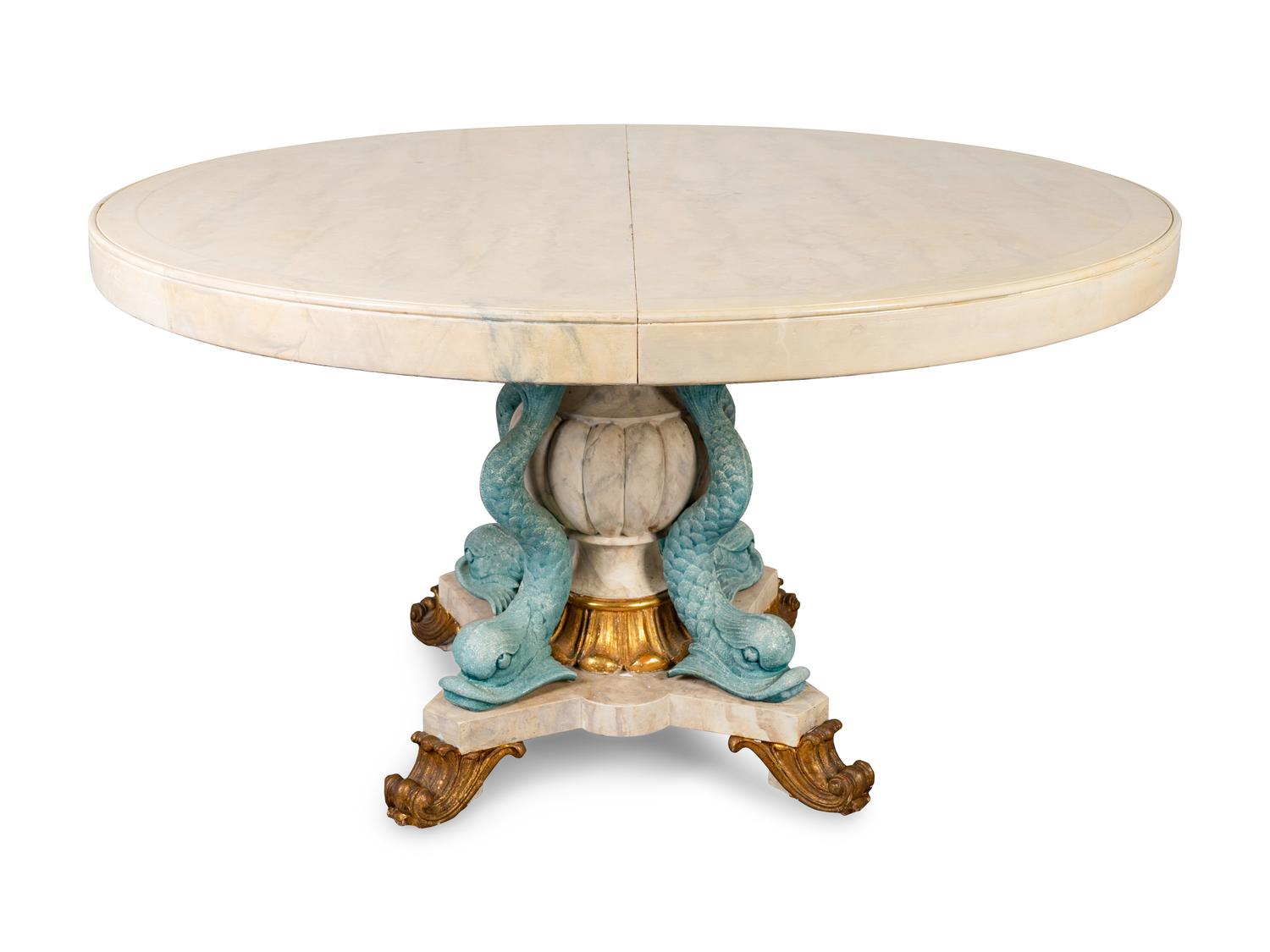 An Italian Empire Style Parcel-Gilt and Painted Center Table — 20TH CENTURY