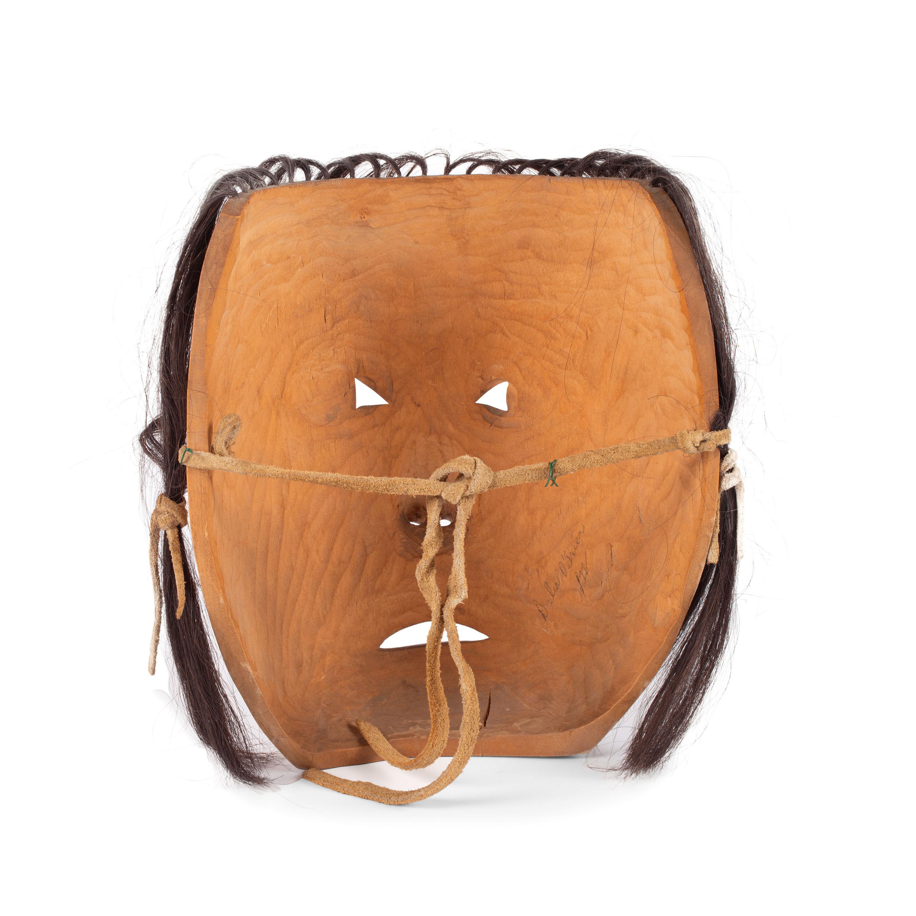 Carved and Painted Wooden Portrait Mask