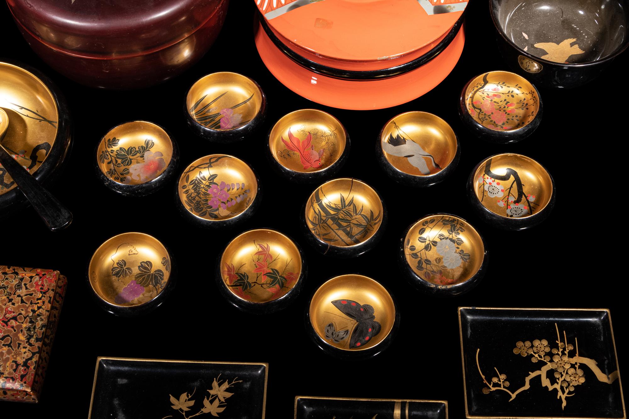 A Large Collection of Japanese Lacquer Wares