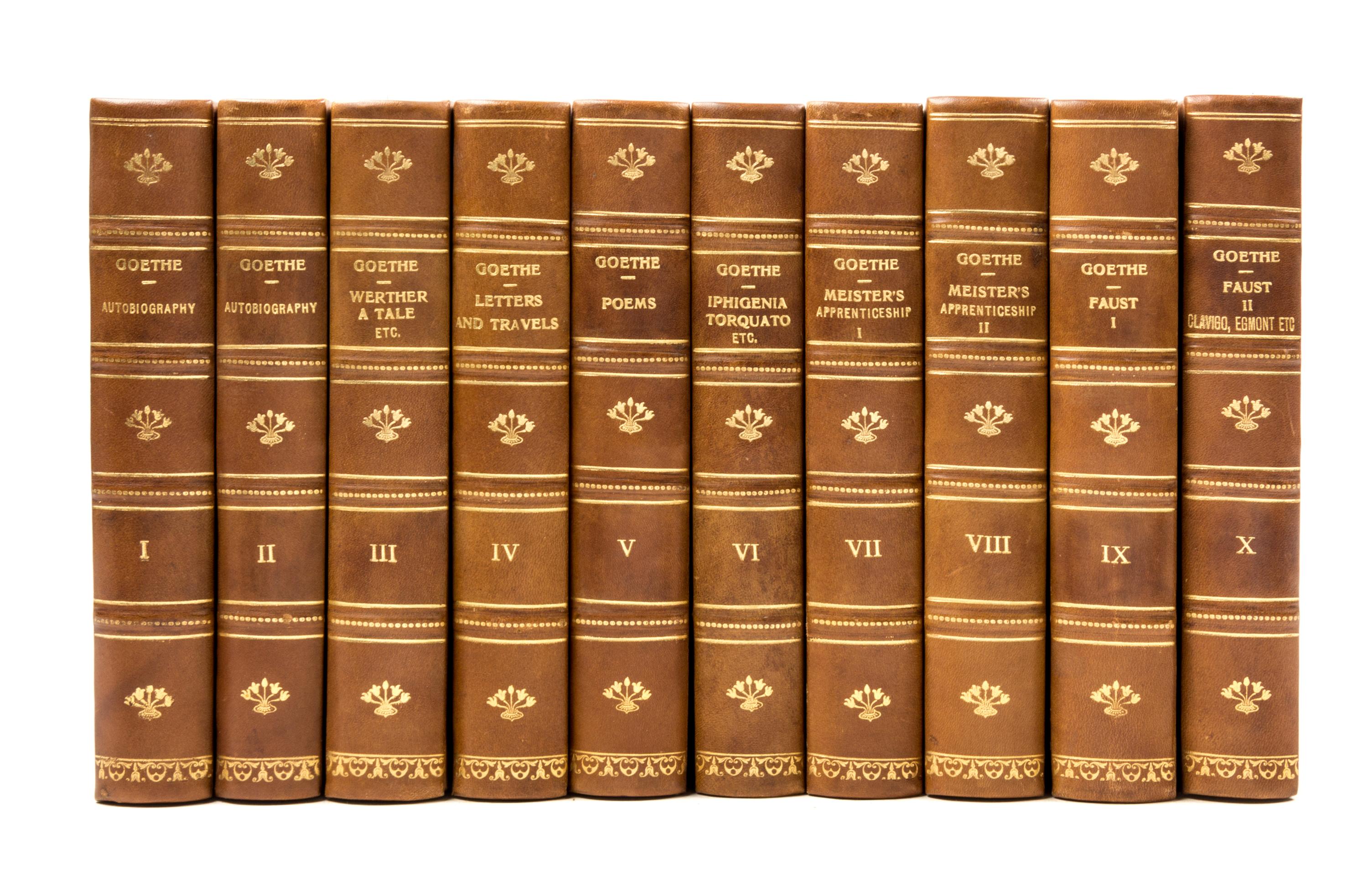 GOETHE, JOHANN WOLFGANG VON. Works. London, (1882). 10 vols. Edition de Luxe.