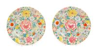 A Pair of Chinese Famille Rose Porcelain 'Millefleur' Plates