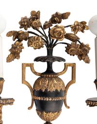 A Set of Four Italian Painted and Parcel Gilt Sconces