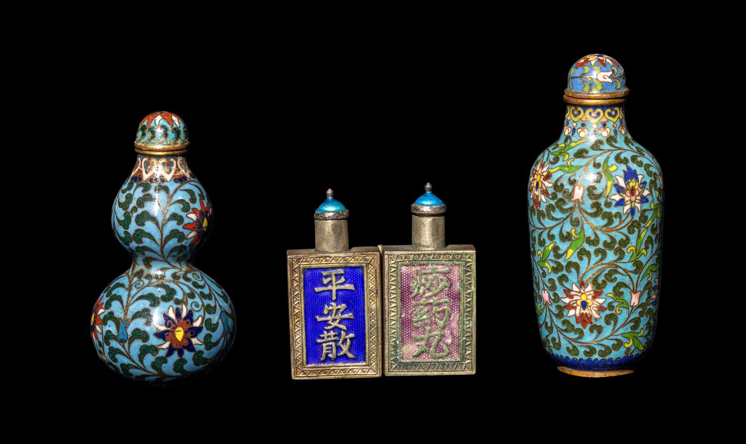 Three Chinese Enamel on Metal Snuff Bottles