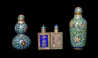 Three Chinese Enamel on Metal Snuff Bottles