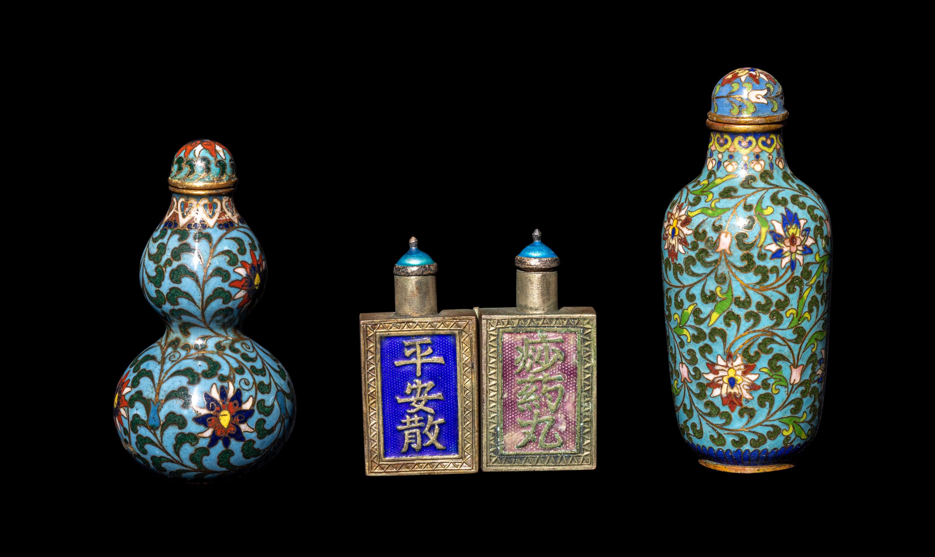 Three Chinese Enamel on Metal Snuff Bottles