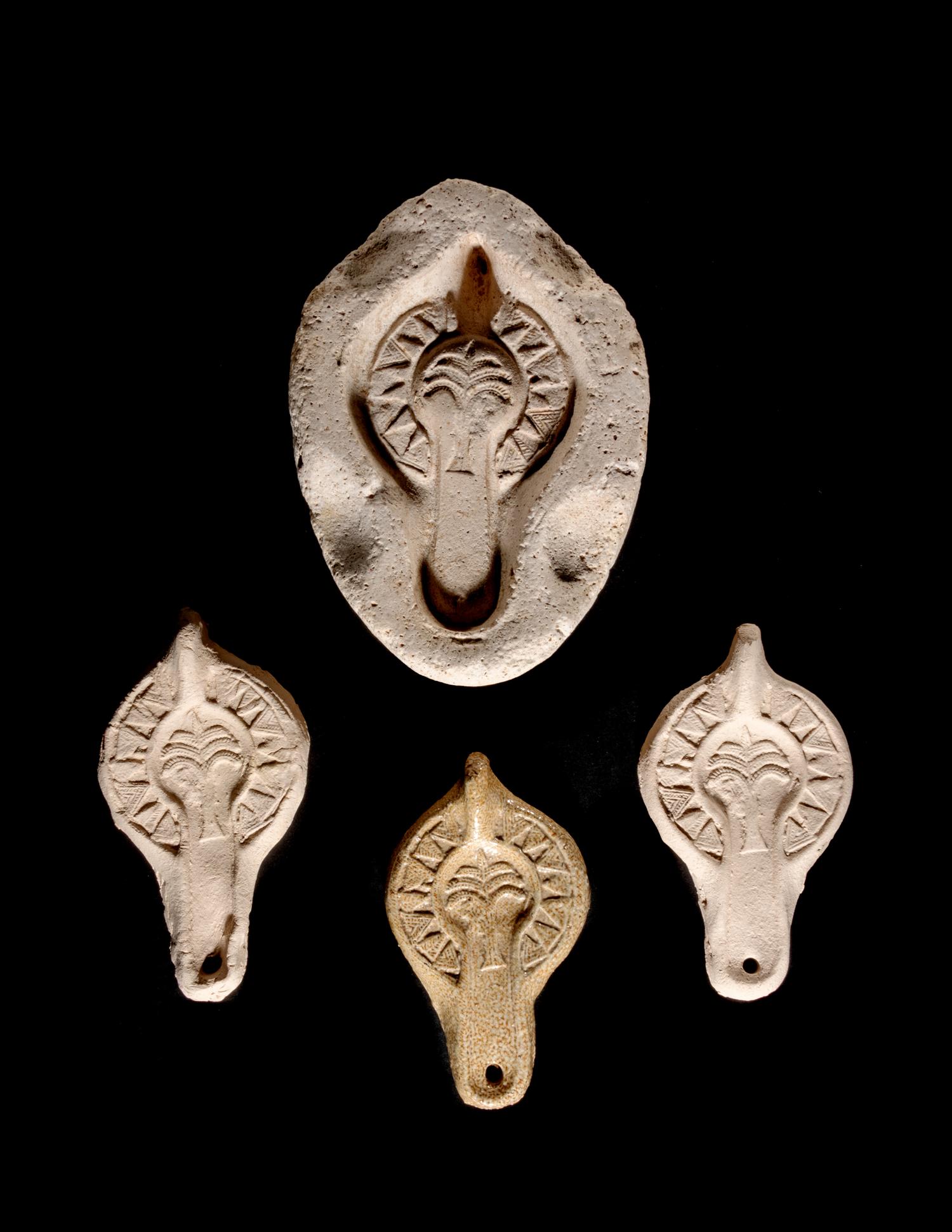 A Roman Gypsum Oil Lamp Mold with a Palm Tree