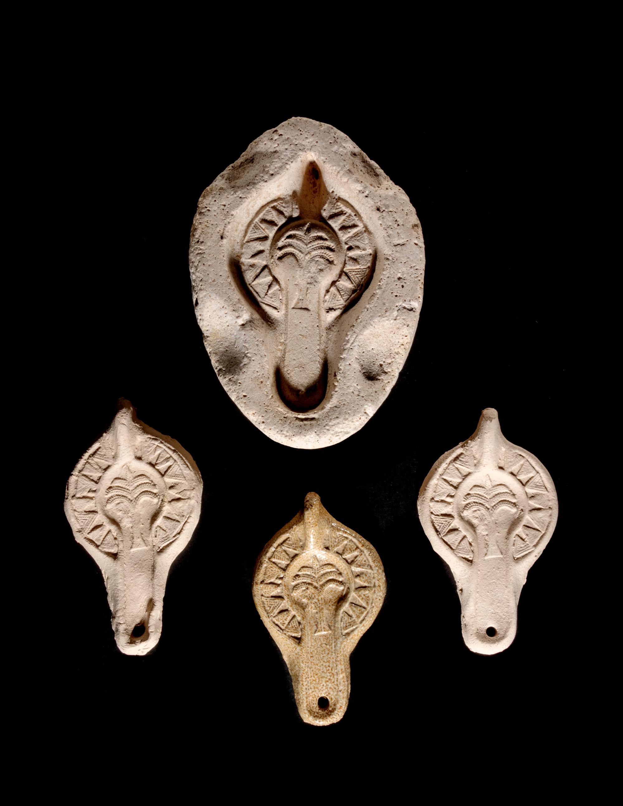 A Roman Gypsum Oil Lamp Mold with a Palm Tree