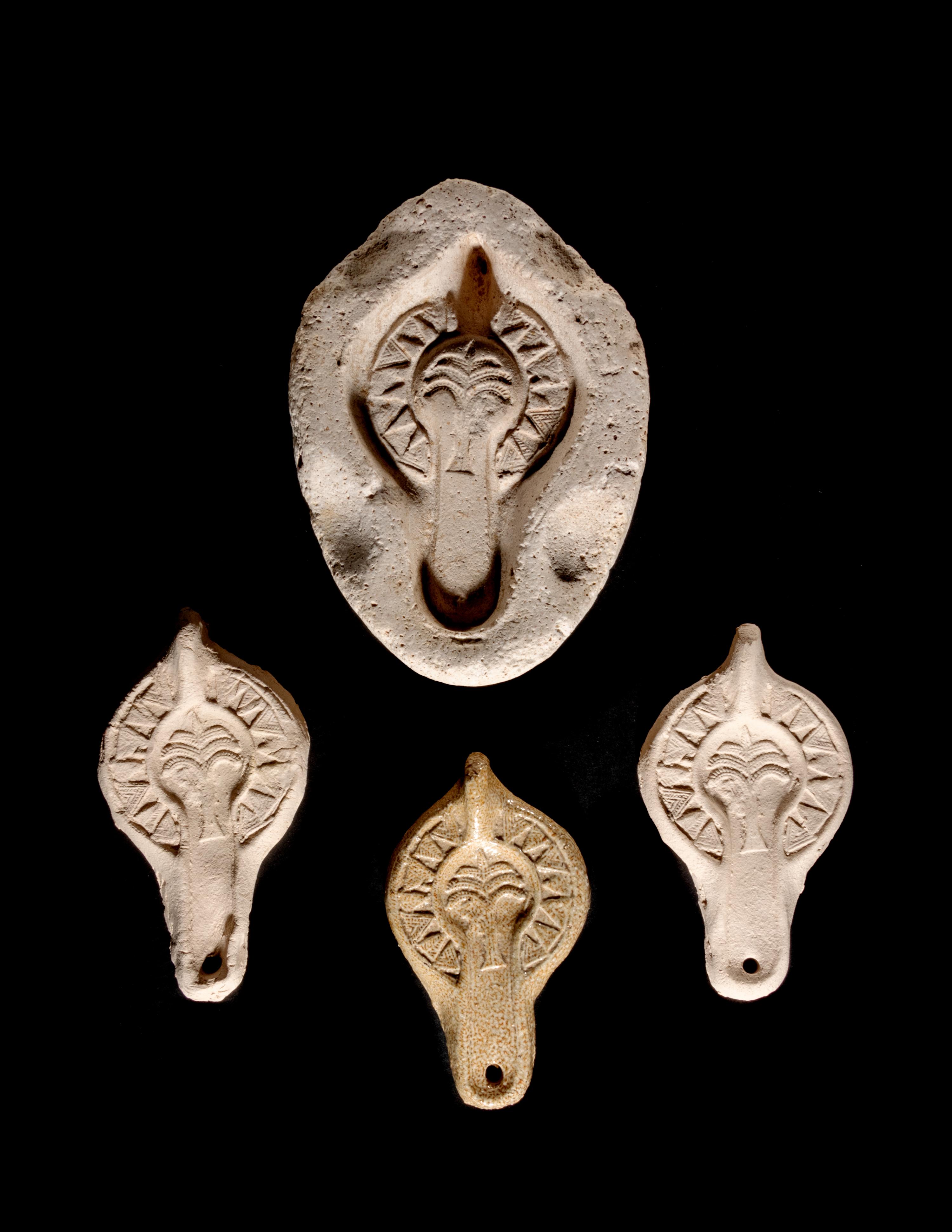 A Roman Gypsum Oil Lamp Mold with a Palm Tree
