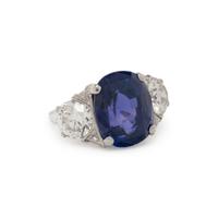 J.E. CALDWELL, ART DECO, COLOR CHANGE SAPPHIRE AND DIAMOND RING