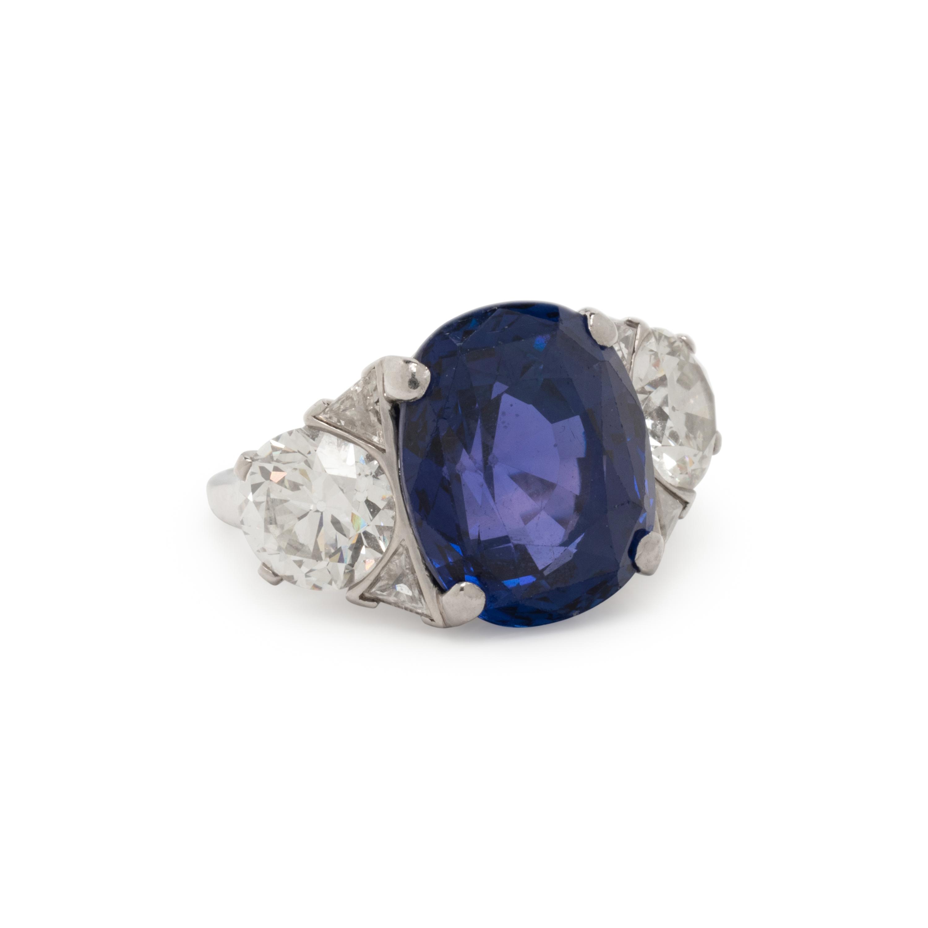 J.E. CALDWELL, ART DECO, COLOR CHANGE SAPPHIRE AND DIAMOND RING