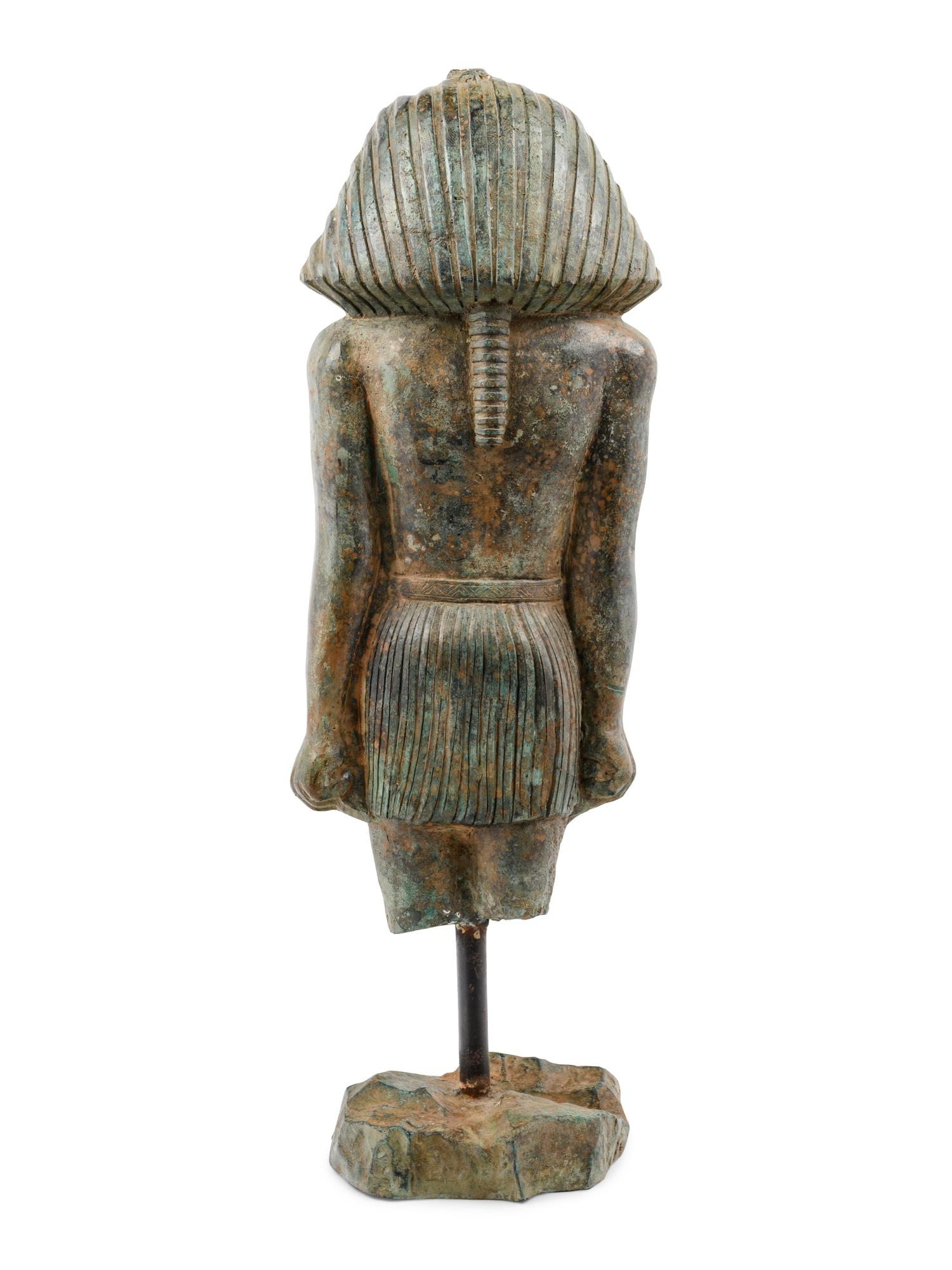 An Egyptian Style Bronze Portrait Sculpture of a Pharaoh