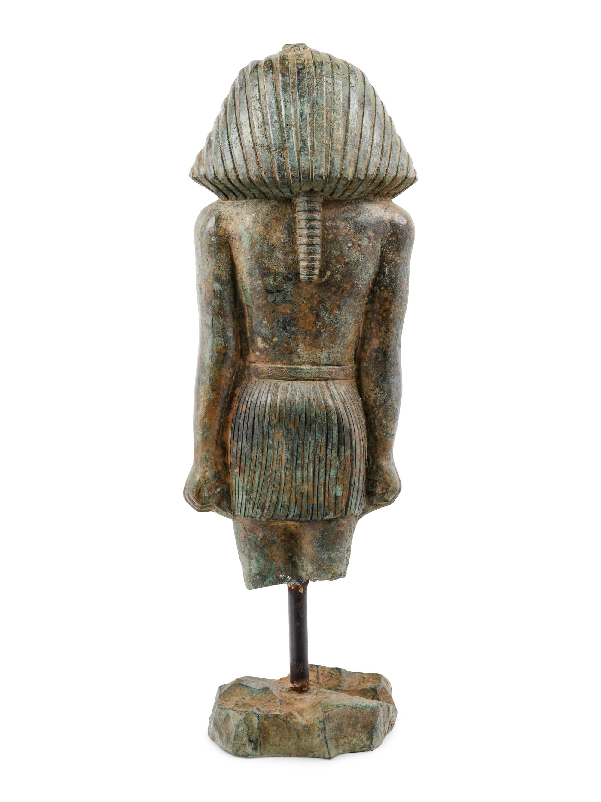 An Egyptian Style Bronze Portrait Sculpture of a Pharaoh