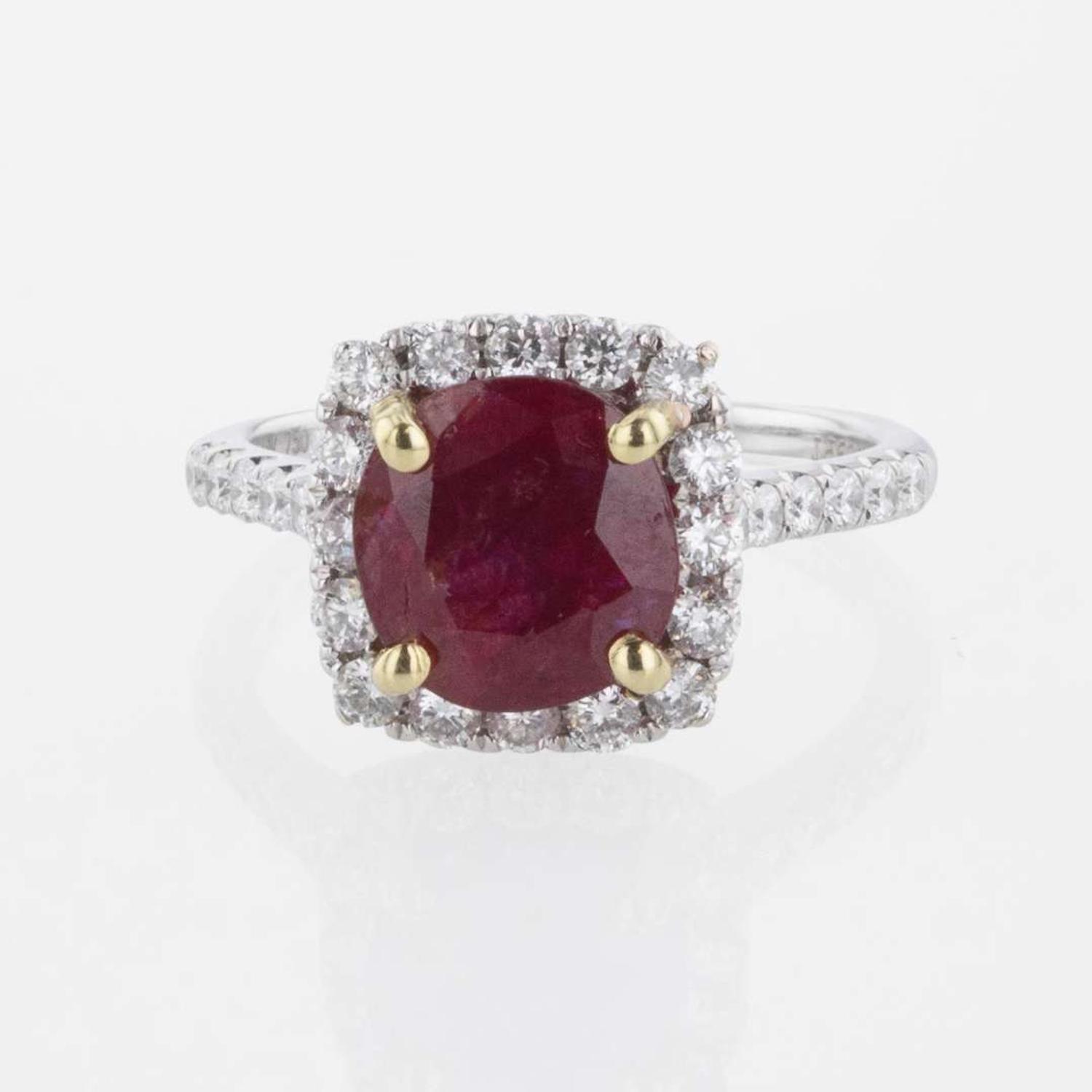 An 18K Gold, Ruby, and Diamond Ring