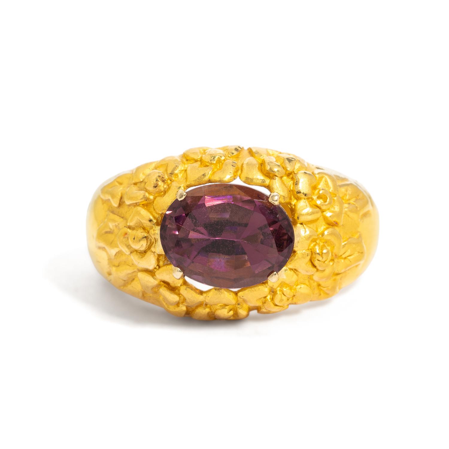 HIGH-KARAT YELLOW GOLD AND PINK TOURMALINE RING