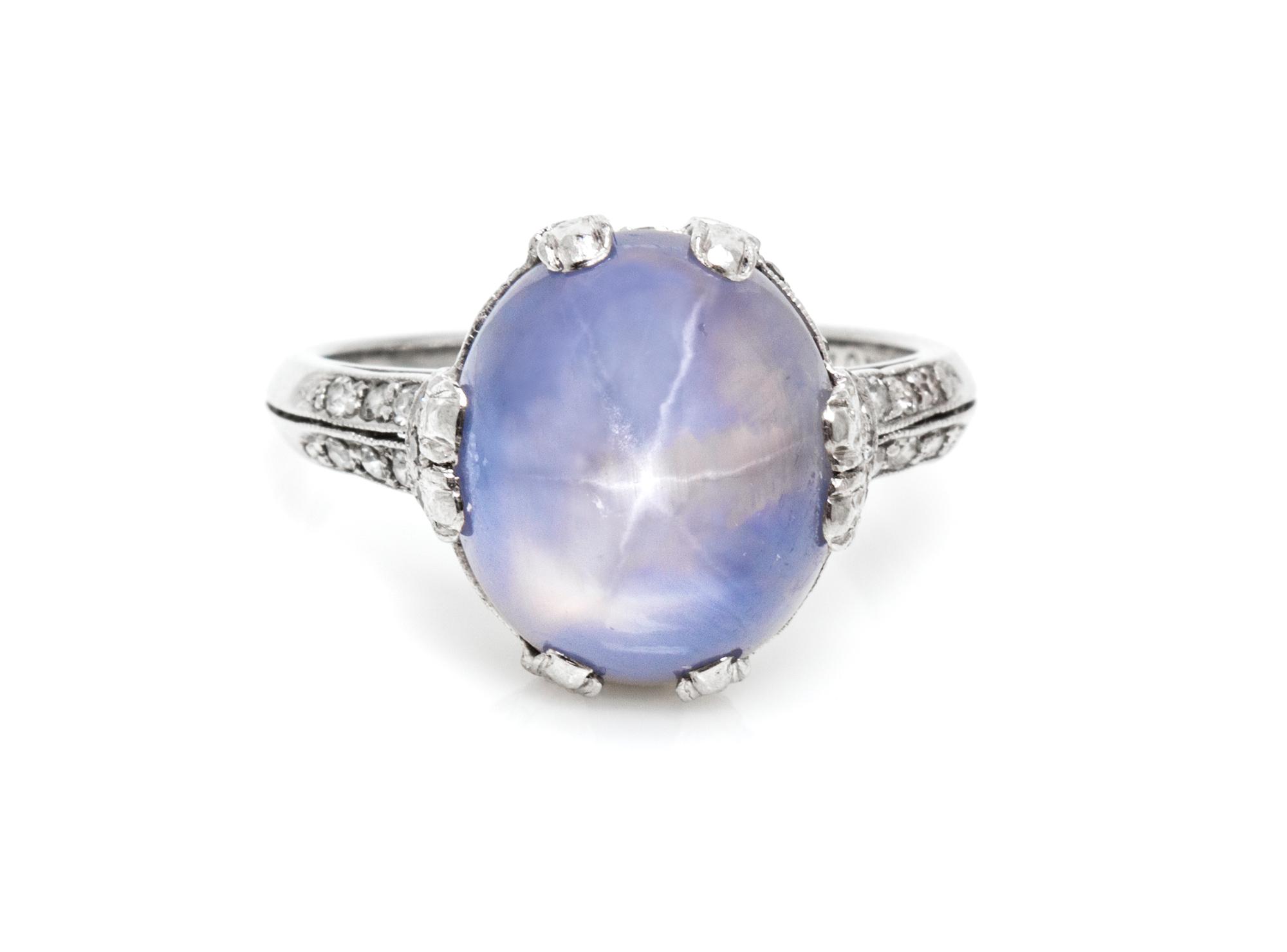 A Platinum, Star Sapphire and Diamond Ring, Ferdinand Hotz, 3.80 dwts.