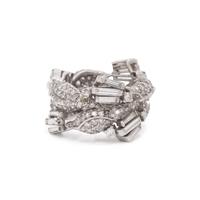 PLATINUM AND DIAMOND FLORAL MOTIF RING