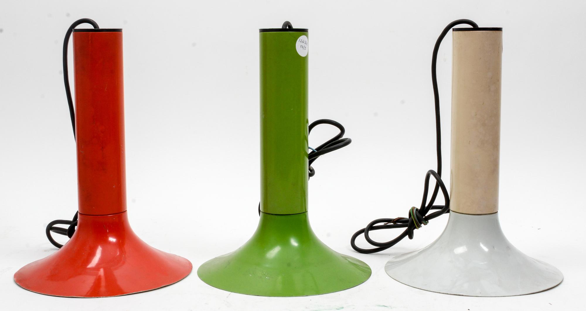 French, c.1950, a set of three pendant lights
