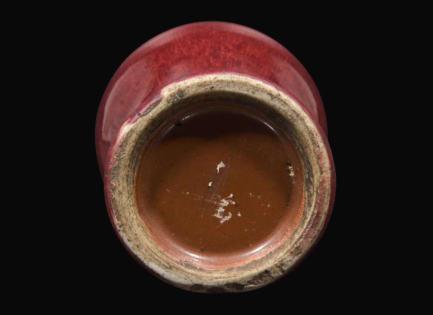 A small Chinese copper-red glazed cabinet vase, Meiping, probably Qianlong period 銅紅釉小梅瓶 或清乾隆