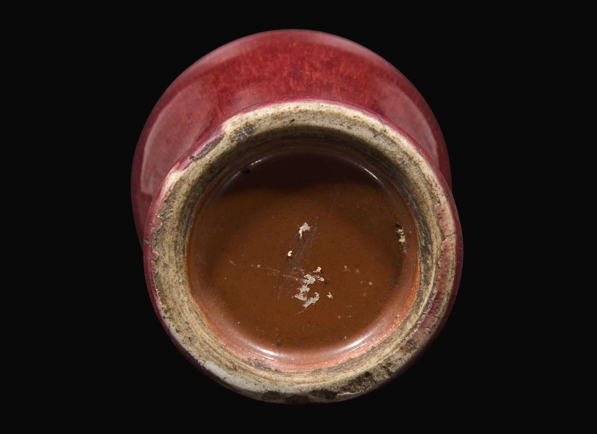 A small Chinese copper-red glazed cabinet vase, Meiping, probably Qianlong period 銅紅釉小梅瓶 或清乾隆