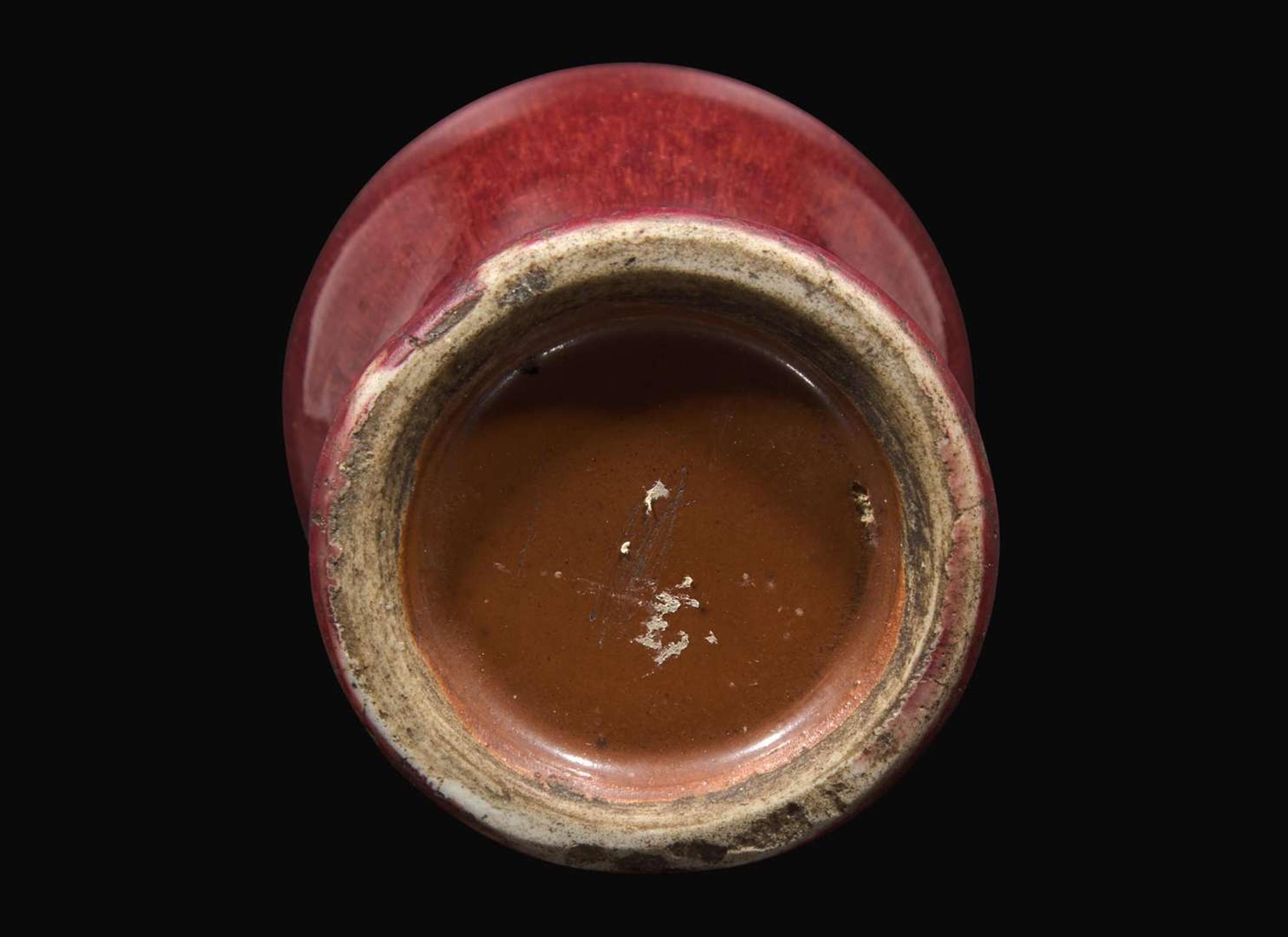 A small Chinese copper-red glazed cabinet vase, Meiping, probably Qianlong period 銅紅釉小梅瓶 或清乾隆