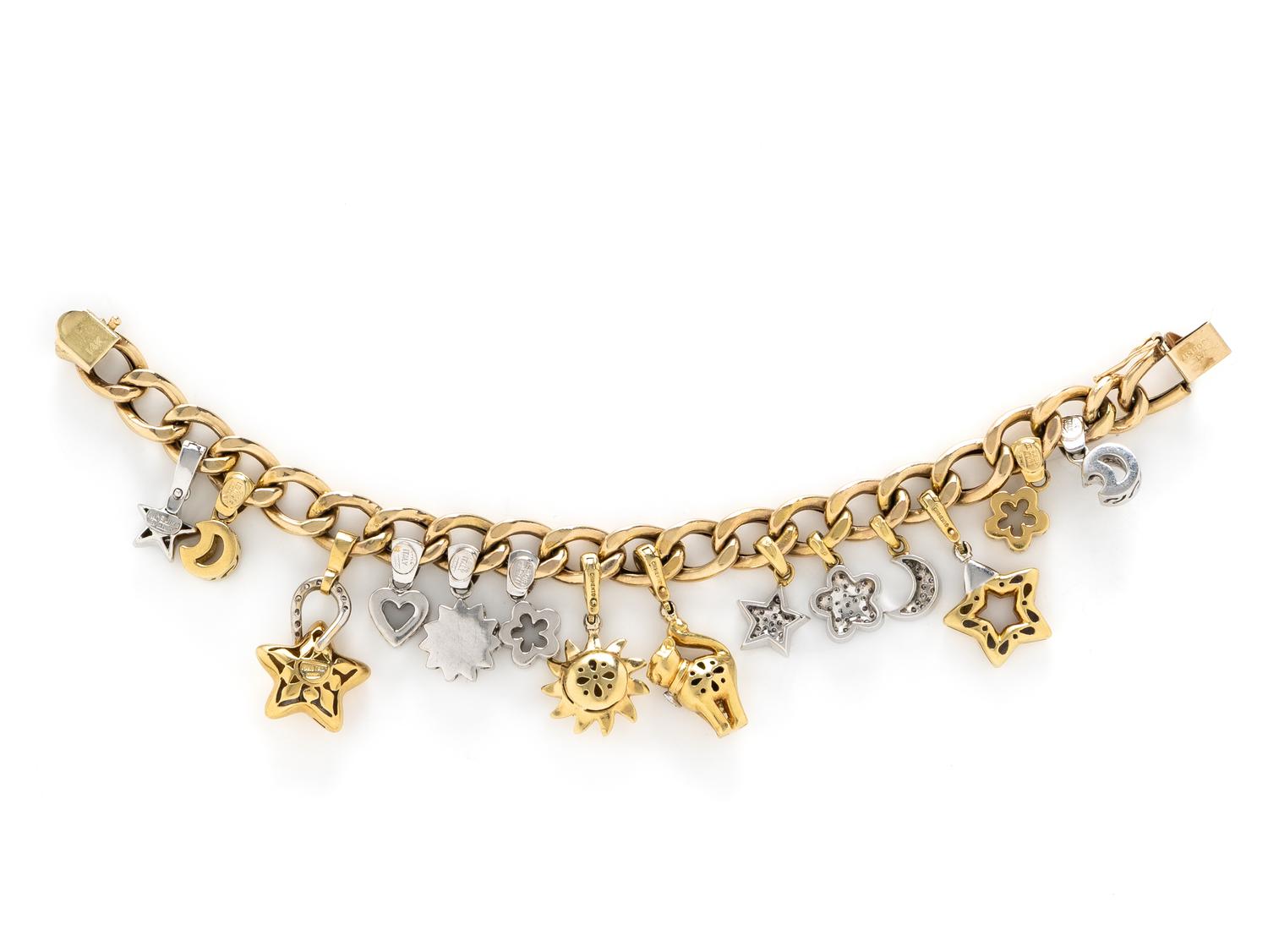 GOLD AND DIAMOND CHARM BRACELET