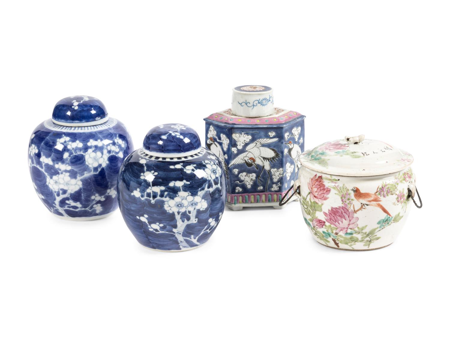 Four Chinese Porcelain Covered Jars