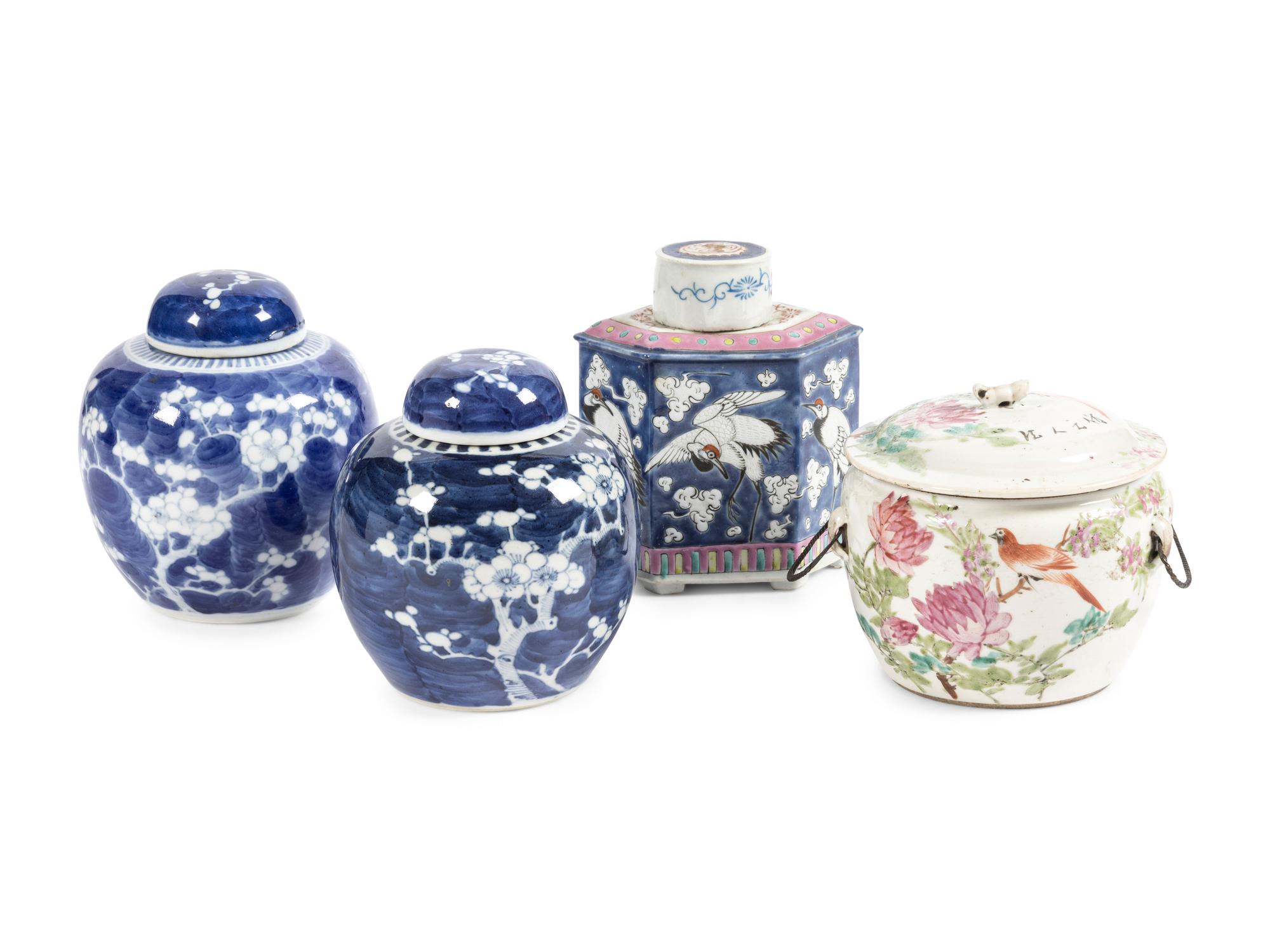 Four Chinese Porcelain Covered Jars