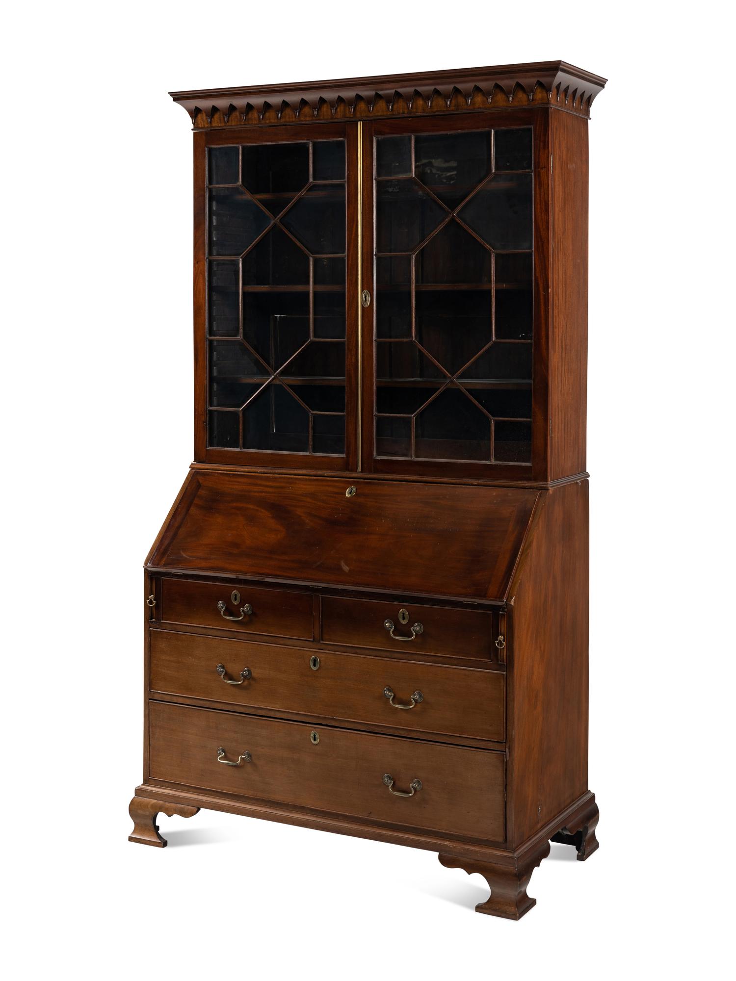A George III Mahogany Bureau Bookcase
