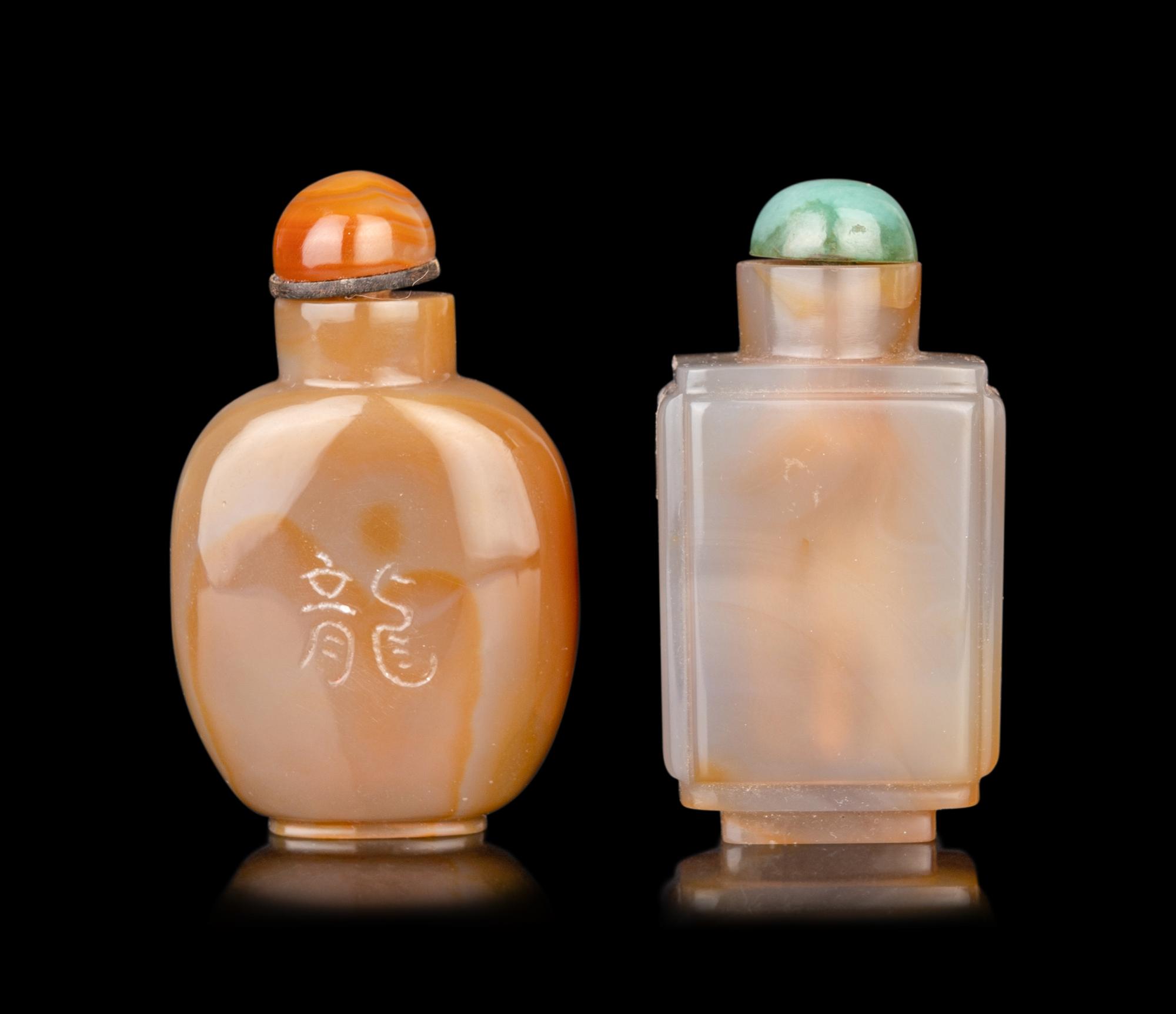 Two Chinese Agate Snuff Bottles