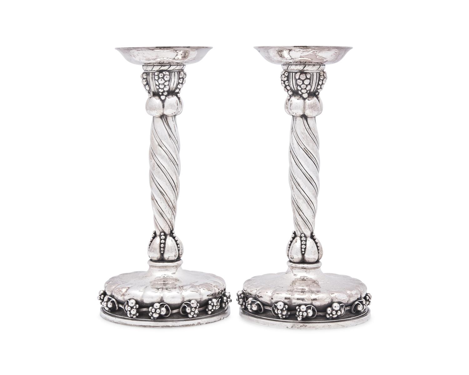 A Pair of Georg Jensen Silver Candlesticks